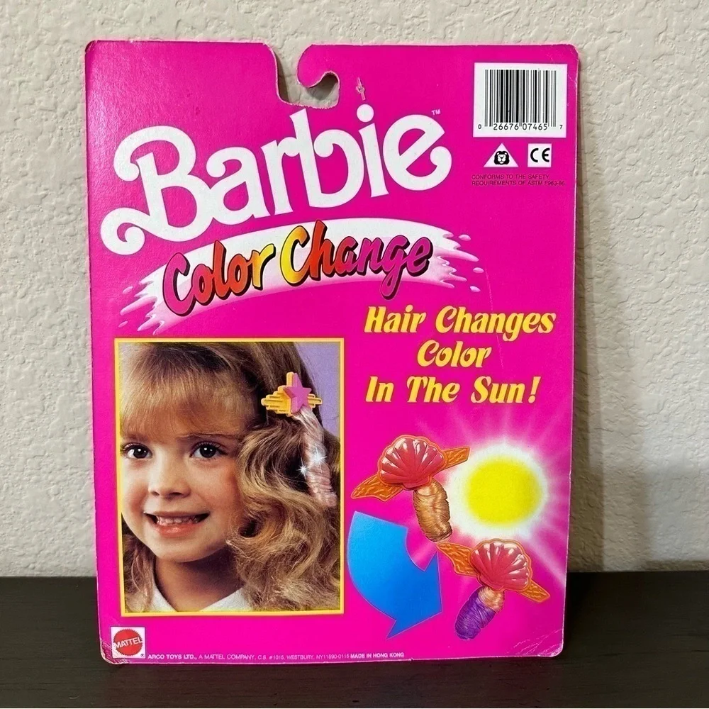 Barbie Color Change Hair Clip On Barrettes Extensions Shell Star Comb Vintage